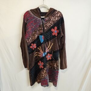 Rising International 100% Cotton Hooded Duster Jacket Sweatshirt Size 2X Pockets